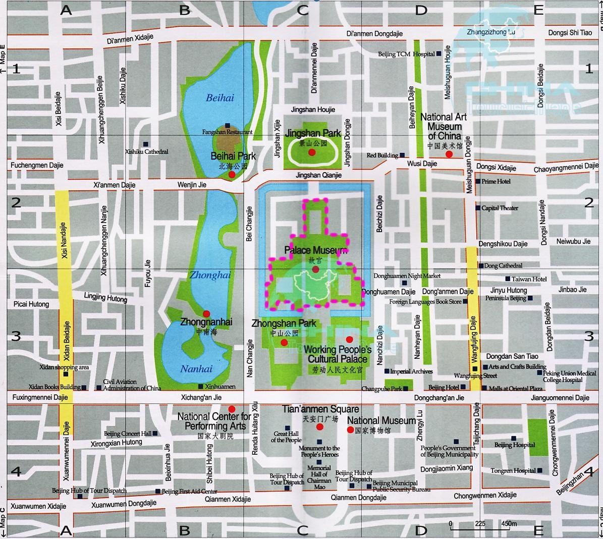 வரைபடம் பெய்ஜிங் tourist attractions