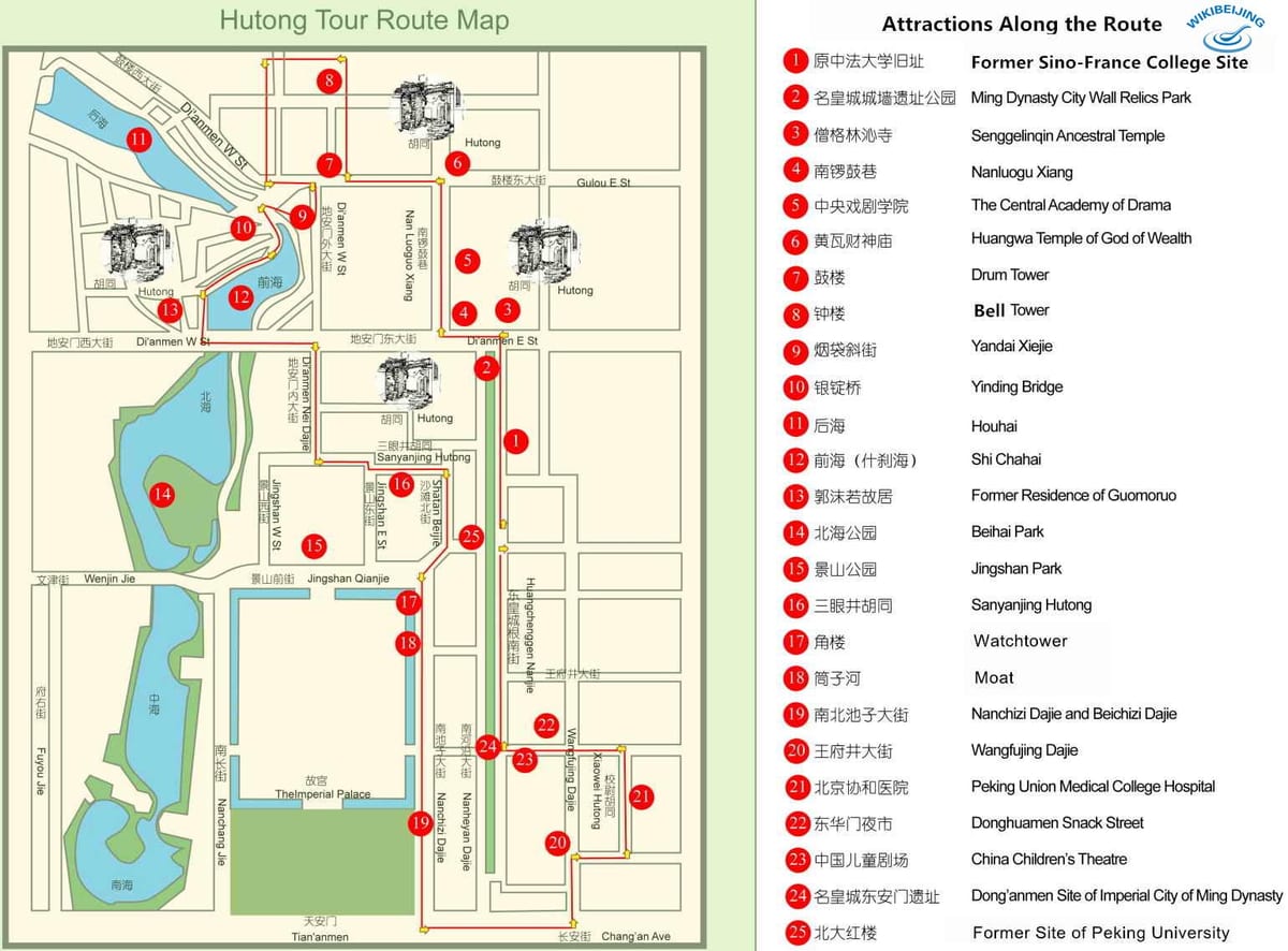 வரைபடம் பெய்ஜிங் hutong