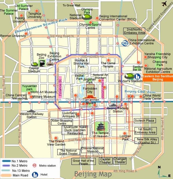 sanlitun பார் தெரு பெய்ஜிங் வரைபடம்
