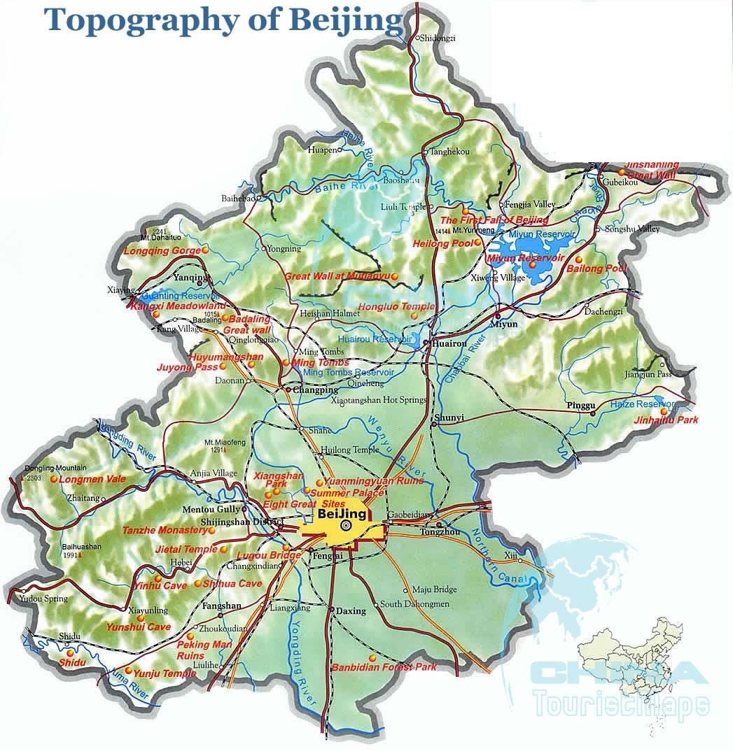 வரைபடம் பெய்ஜிங் topographic